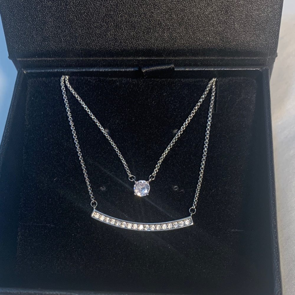 Jones New York Silver Necklace with Crystal Details